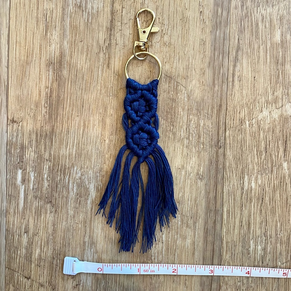 Navy Macrame Keychain - Picture 2 of 3